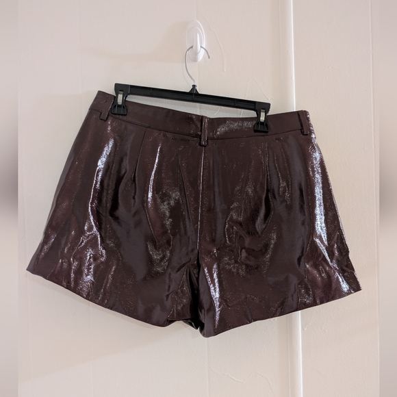 Women's Burgundy Faux Leather Shorts - Picture 6 of 16
